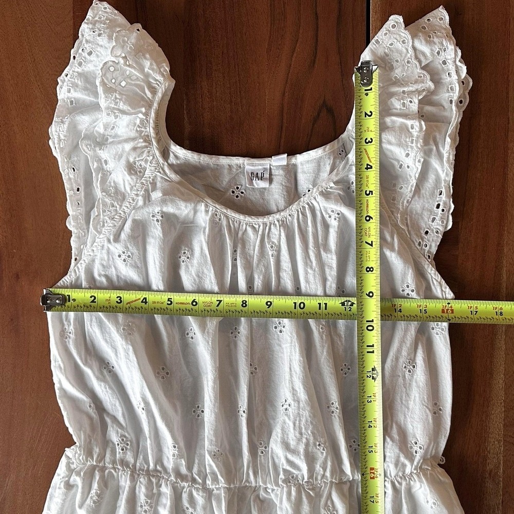 Gap‎ Dress Womens Small White Eyelet Lace Midi Ruffle Flutter Sleeve Sundress - Picture 4 of 11
